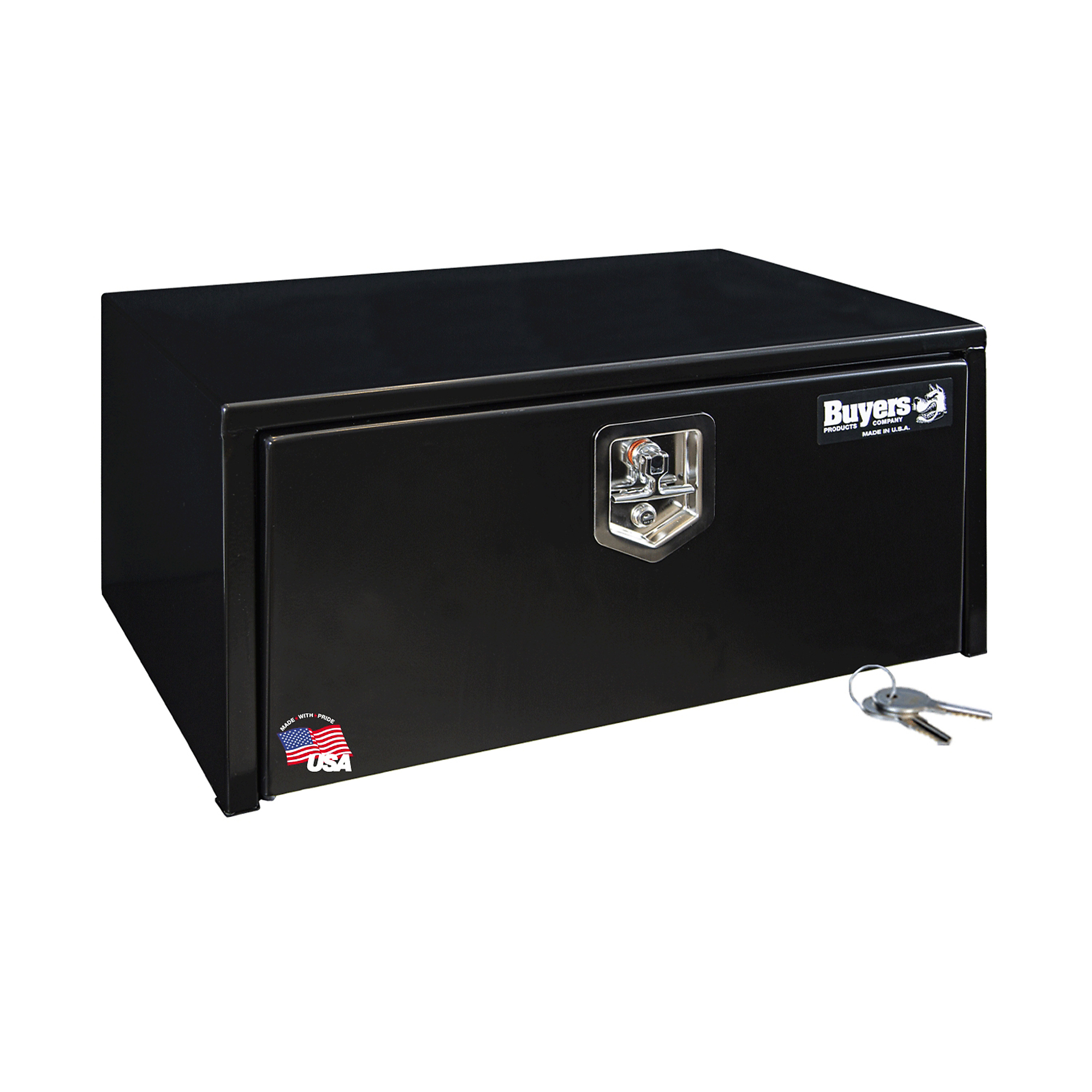 Buyers Products, 30x16x14in. Steel Underbody Truck Tool Job Storage Box, Width 30 in, Material Carbon Steel, Color Finish Glossy Black, Model# 1703303